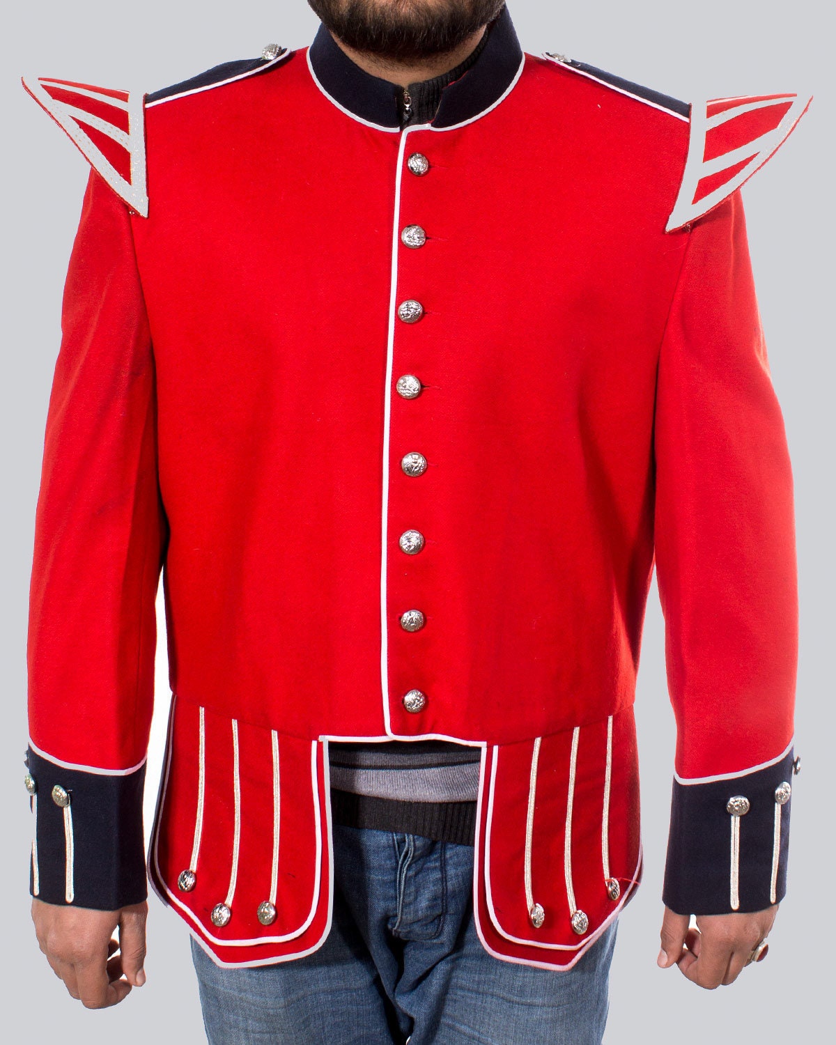 Image of New Red Military Drummer Jacket Doublet Handmade | Heavy Wool