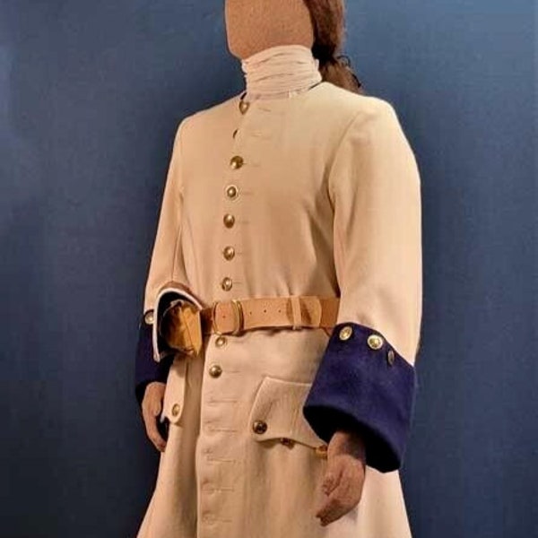 New French Uniform 1730th Men's Off White Frock Wool Coat, French Military jacket French officers jacket price is for jacket only