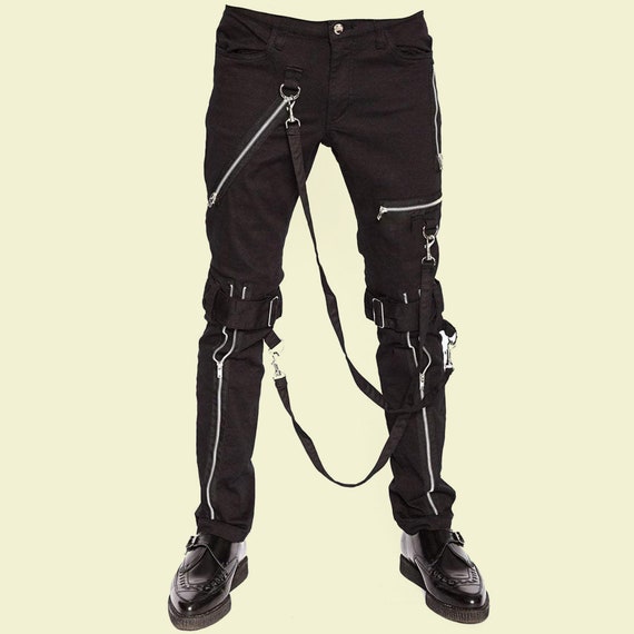 Men's Super Skinny Pants, Men Gothic Clothing, Jeans Chains Men