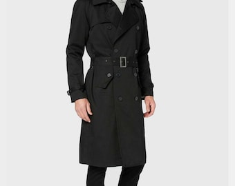 Mens wool coat, Men’s Double Breasted Trench Coat,Winter Crumby coat, double breasted coat, gents wool coat, black wool coat