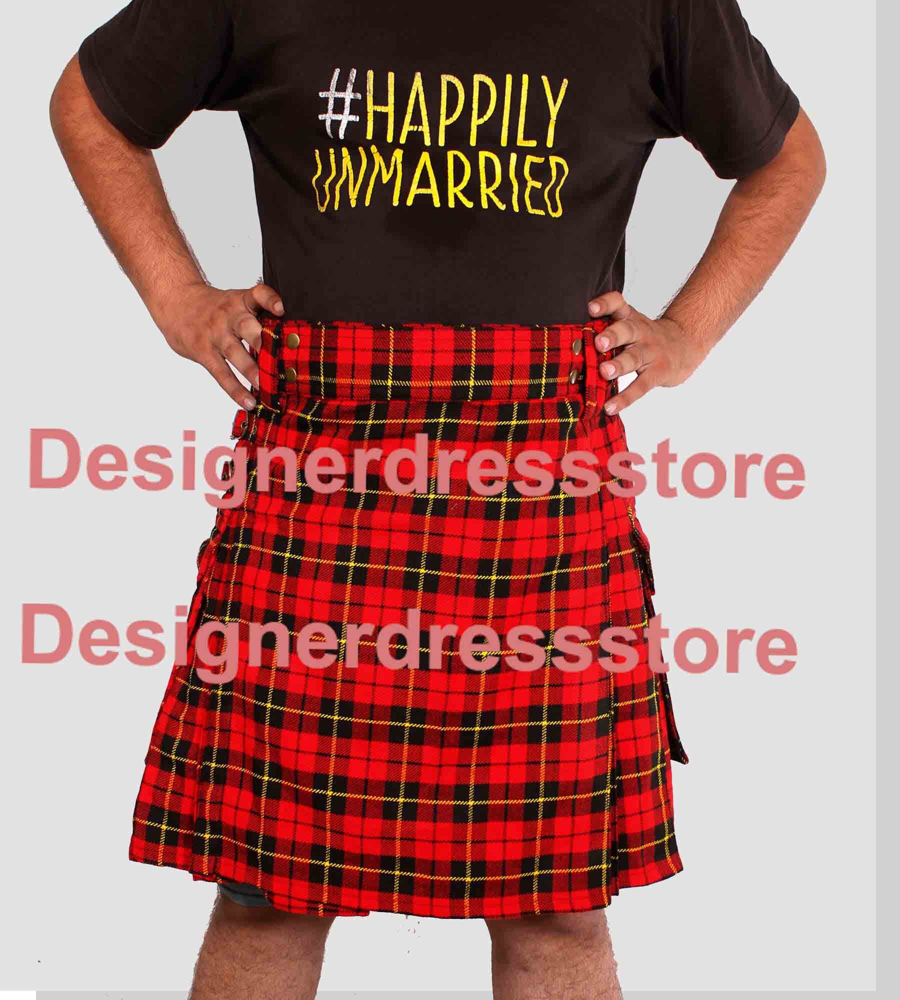 Image of Wallace Utility Kilt, Wallace Clan Stylish Kilt For Mens, Men
