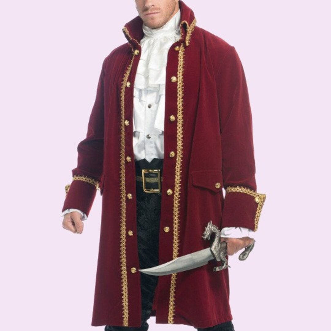 Men's Deluxe Pirate Jacket With Pockets Costume,mens Pirate Coat, Accessories Not Included in