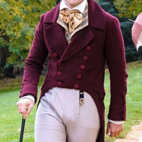 Tailcoat Régence sur mesure en laine marron Jane Austen pour hommes
