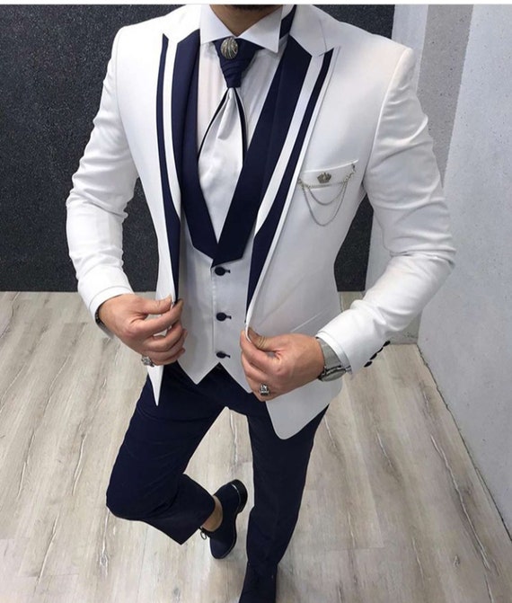 Men Suits White 3 Piece Slim Fit Elegant Suits Formal Fashion Suits Groom  Wedding Suits Party Wear Dinner Suits Bespoke for Men - Etsy | White  wedding suit, White wedding suits for