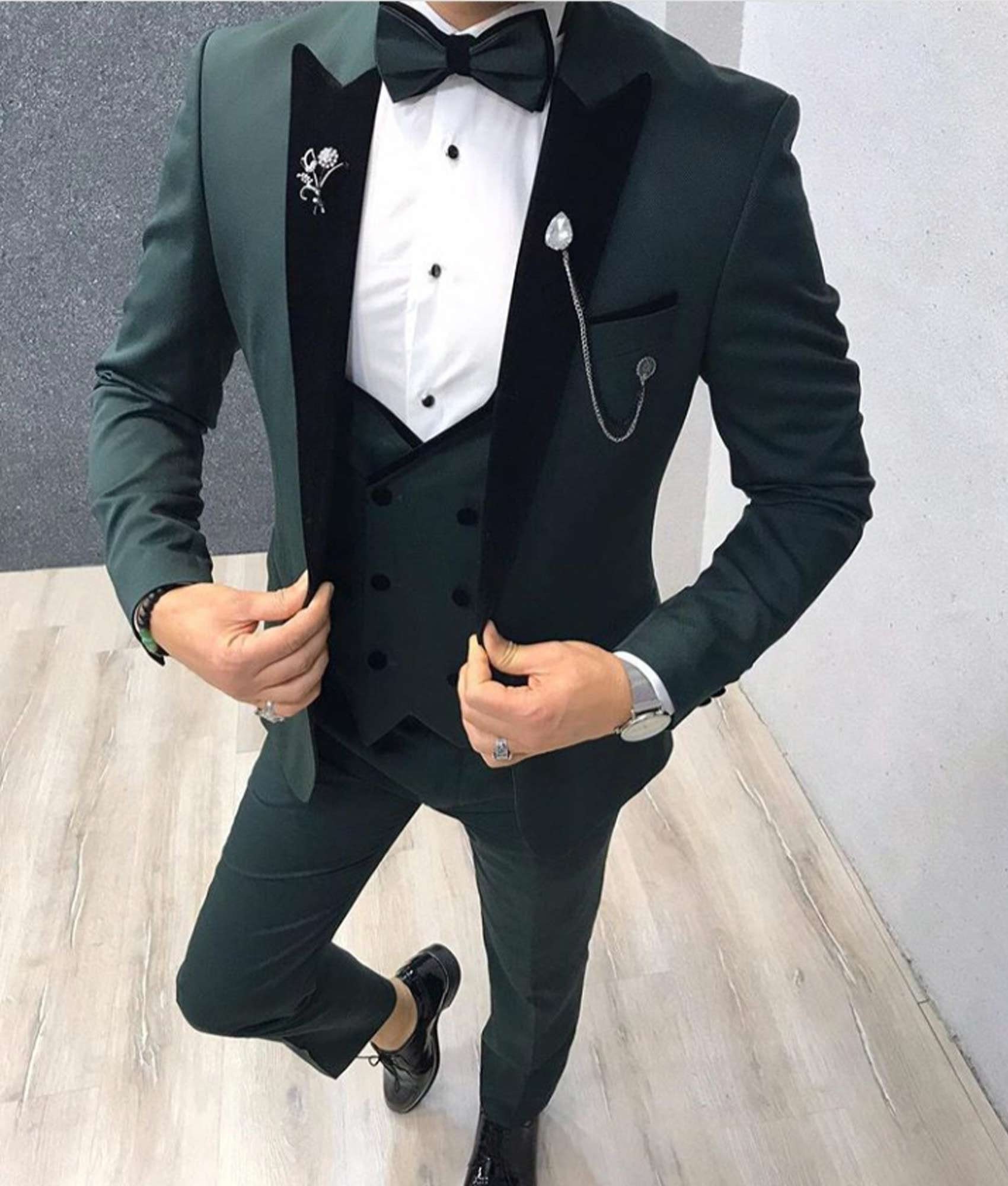 Stylish Men Suits 3 Piece Green Wedding Groom Wear Slim Fit | Etsy UK