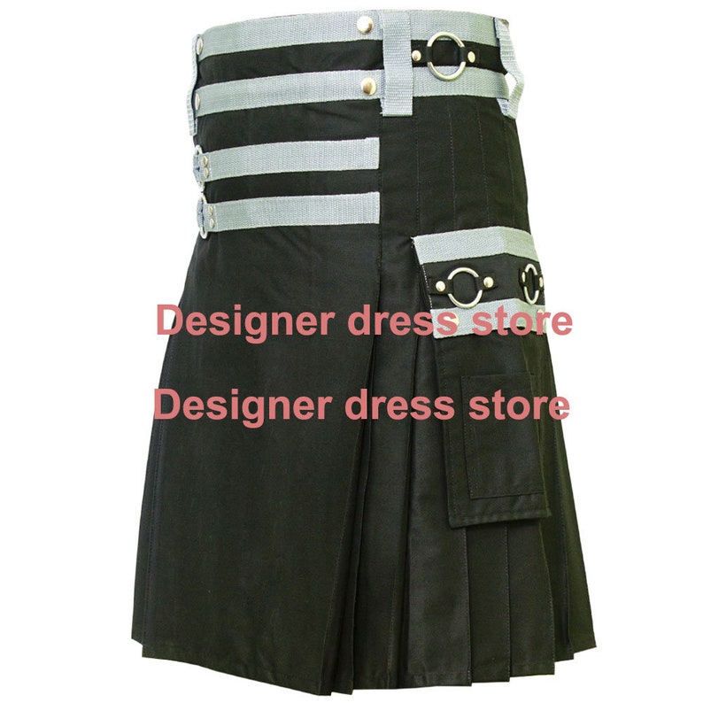 Black belted kilt for men kilt for men stylish mens kilt black kilt with blue belt custom made kilt black mens kilt
