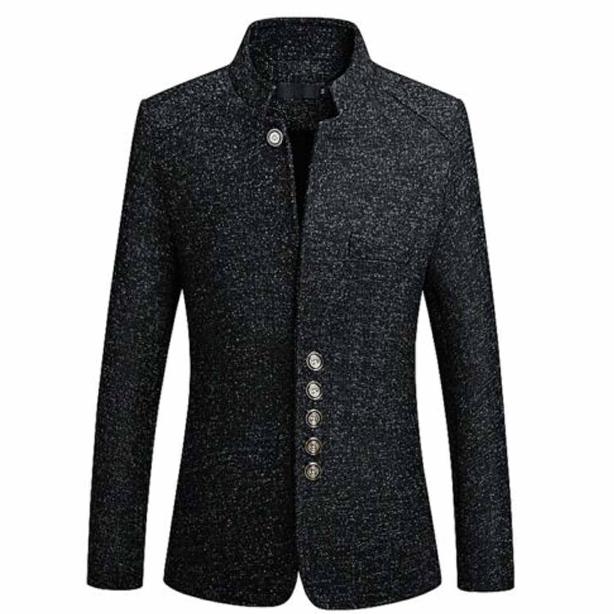 Image of Mens Wool Coat, Coat Outwear Trench Jacket Winter Warm Long Casual Men's Overcoat British Wool, Gents Black Coat