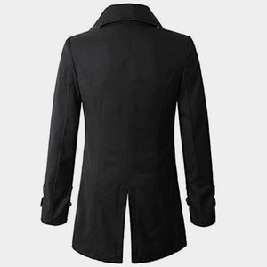 Mens Gothic Steampunk Victorian Tailcoat Jacket, Black gothic jacket, gothic jackets for men, heavy gothic clothing, jacket for men image 2