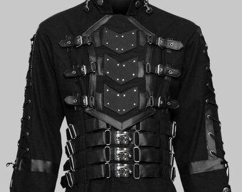 Hellraiser Dark Goth Coat Gothic (see video)Steampunk Jacket Punk Vampire Men Long Coat, Gothic jacket, bondage jackets, heavy gothic coat