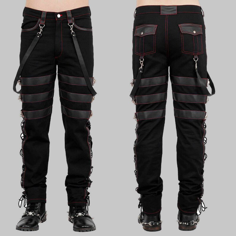 Goth Men Steampunk Pants Black Gothic Vintage Cotton Gents Etsy