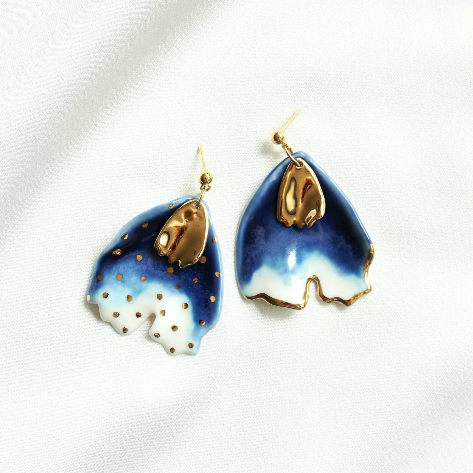 Dangle Porcelain Flower Earrings Ceramic Flower Earrings Etsy
