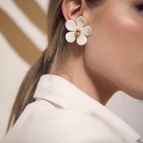Porcelain Flower Earrings Etsy