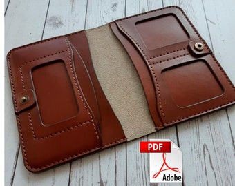 Document Holder Pattern Leather Wallet PDF Template Sewing Card Holder Download