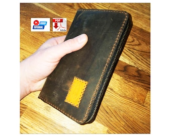 Mens Zipper Clutch Leather PDF Wallet Sewing Pattern Gift Pouch Clutch for Men
