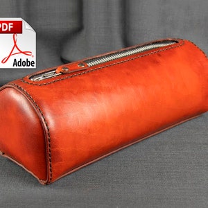 Molde de estojo, modelo em PDF para costura em couro, molde de bolsa de cosméticos feminina em PDF