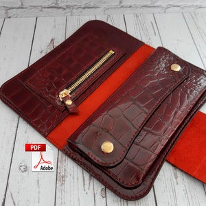 Women Wallet Pattern With Zipper, Cute Leather, Sewing PDF Digital Template