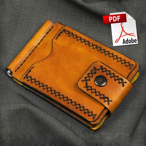 Money Clip Leather Wallet For Men PDF Pattern Sewing with Card Holder Template