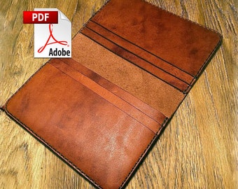 Leather Bifold Wallet Pattern, Card Holder PDF Template (105x145mm)