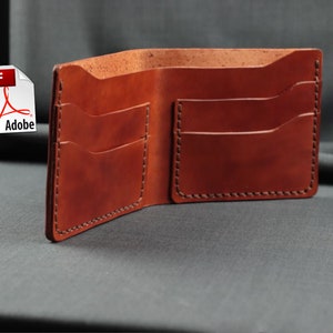 Plantilla PDF de patrón de billetera plegable de cuero, patrón de costura de billetera para hombres, descarga