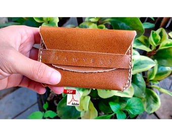 Leather Flap Wallet Minimalist PDF Sewing Pattern Card Holder Template Handmade