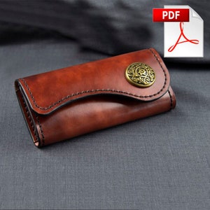 Patrón PDF de cartera para llaves de cuero para mujer, plantilla de costura para descargar