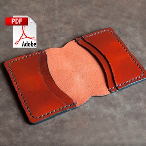 Patrón PDF de cartera para tarjetas, plantilla de cuero, patrones de costura en PDF, descarga de impresiones