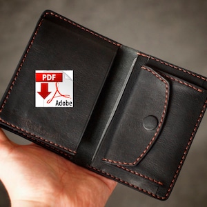 Dreifach faltbare Brieftasche, PDF Nähanleitung Leder, PDF Nähvorlage, Kartenhalter Schnittmuster