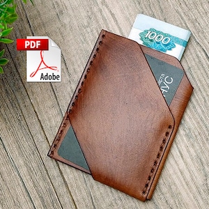 Patrón de costura para billetera con tarjetero de cuero para hombre, plantilla PDF, 2 diseños únicos