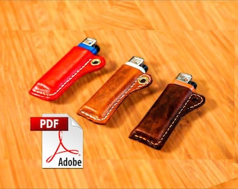 Handgemachte Feuerzeug Schlüsselanhänger Ledertasche Muster PDF Cover Halter Einzigartiges Geschenk