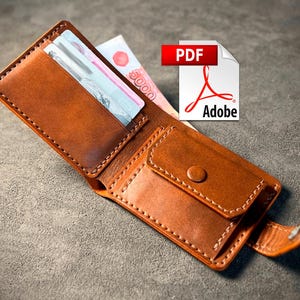 Patrón de costura de billetera de cuero plegable en formato PDF para hombres Plantilla para tarjetero con solapa central
