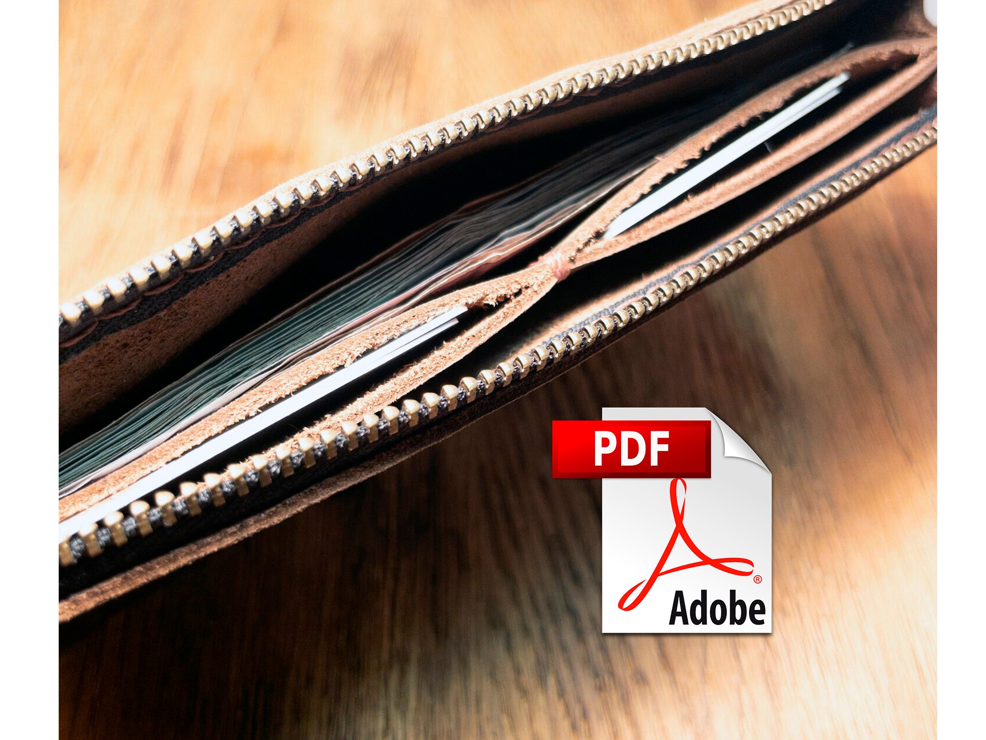 Zipper Wallet Men Sewing Pattern PDF Template Pouch Leather Wallet