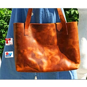 Leather Bag Pattern Women | Sewing PDF Pattern | With Large External Pocket