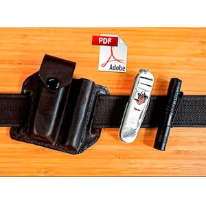 Leather Sheath EDC For Swiss Army Knife and Flashlight PDF Pattern Template Handcrafted