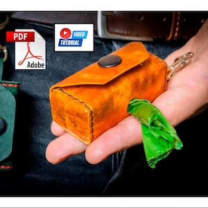 Leather Dog Poop Bag Holder Pattern PDF Dispenser Pouch Template Gift for Dog Owner