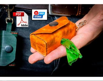 Leather Dog Poop Bag Holder Pattern PDF Dispenser Pouch Template Gift for Dog Owner