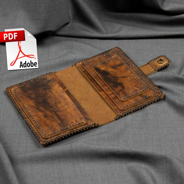 Wallet Leather PDF Pattern, Card Long Wallet, Template Sewing Pattern Download