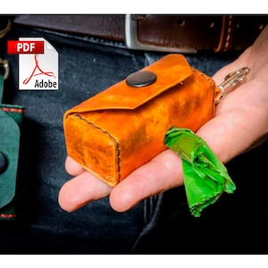 Leather Dog Poop Bag Holder Pattern PDF Dispenser Pouch Template Gift for Dog Owner