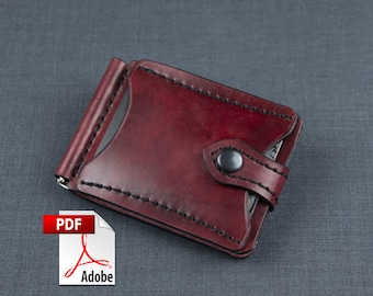 Money Clip Leather PDF Pattern, Wallet Leather Card holder PDF Template