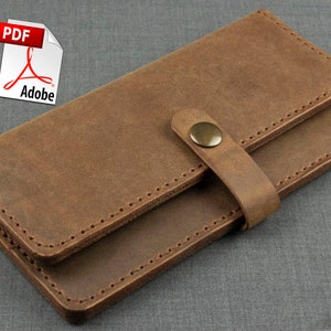 Patrón de costura de billetera para hombre y mujer en cuero PDF con plantilla de cremallera y botón