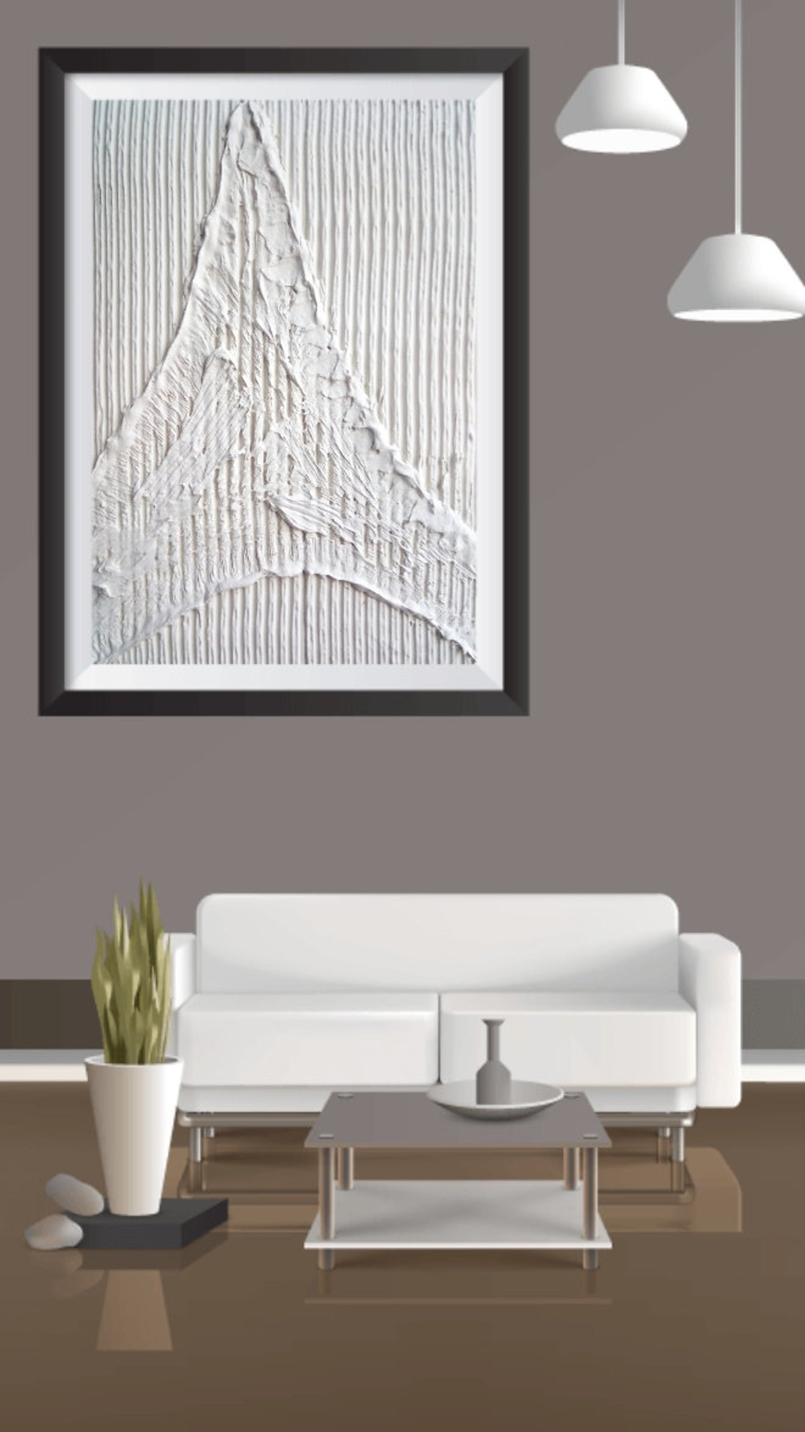 White. Minimalist Textured 3D Wall Art 12X16 InchMid Etsy