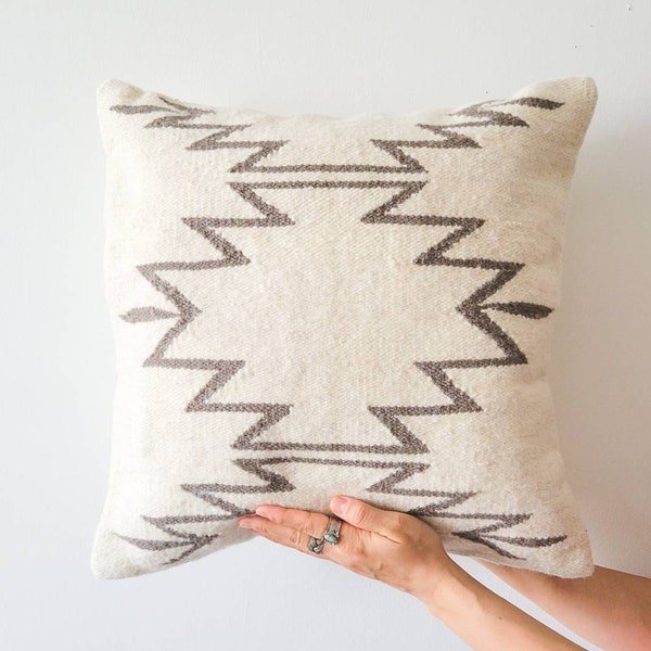 Handwoven Pillow Cover | bohemian throw pillow | Natural wool decorative throw pillows, 18X18 20X20 22X22 24X24