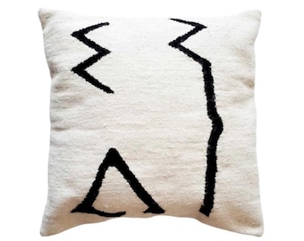 Handwoven Pillow bohemian throw pillow | natural wool decorative throw pillows, modern abstract pillows, Boho Pillow 18X18 20X20 22X22 24X24