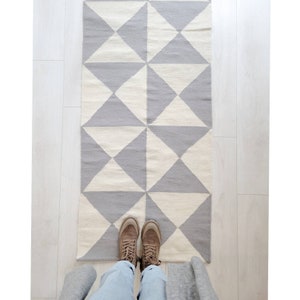 Handwoven Rug, Kilim Rug, Boho Rug, kelem, Gray Rug, Area Rug, Handwoven Runner, Geometric Rug.