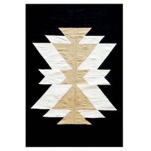 Handwoven Cotton Rug, Modern Runner Rug, Black runner, Boho Rug, Aztec Runner, Living Room Rug, Area Rug, Black Runner, Cotton Rug