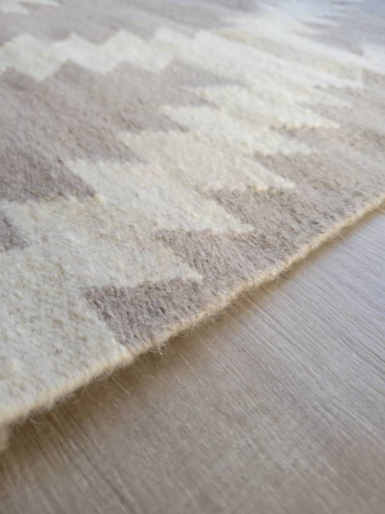 Handwoven Area Rug, handmade area rug, wool rug, livingroom & dining room rug, Runner rug, Boho Rug 9 X 12', 8 X 10' Taupe Rug, Beige Grey image 4
