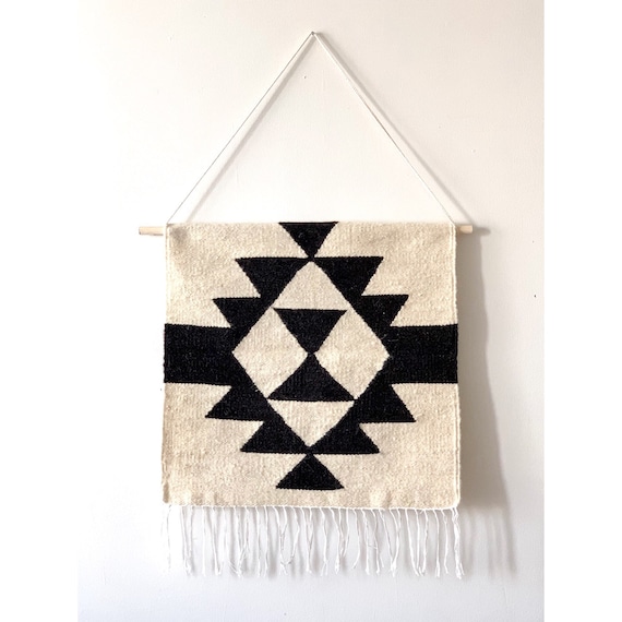 Black and white woven wall hanging sale
