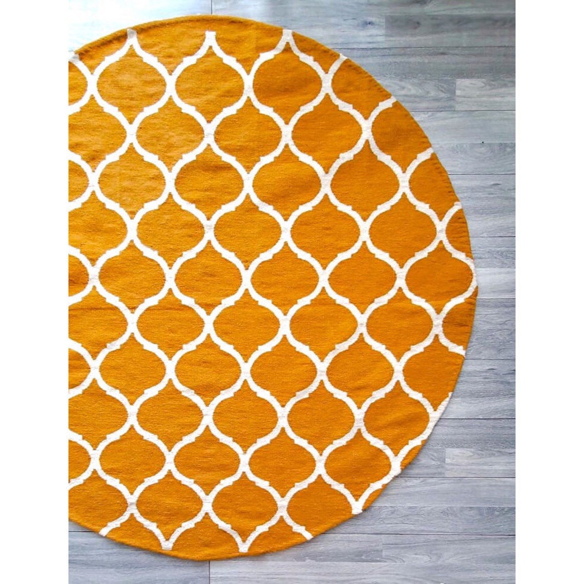 Mustard Round Rug Yellow Mustard Boho Rug Kilim Rug Area Etsy