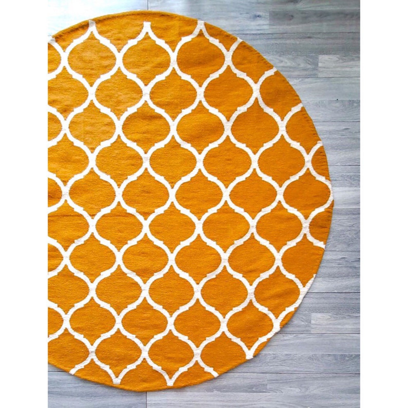 Mustard Round Rug Yellow Mustard Boho Rug Kilim Rug Area Etsy