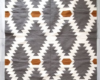 Handgemaakt wollen tapijt, zuidwestelijke kelim, handgemaakt Beni-tapijt, boho-tapijt, woonkamertapijt, platgeweven kelimtapijt