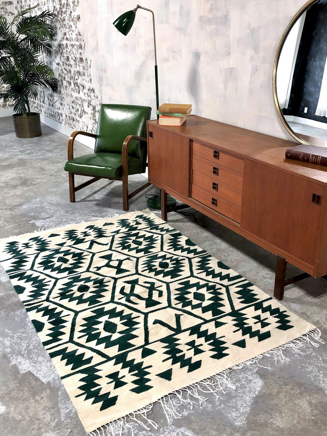 Geometric Kilim Wool Rug, Handmade Area Rug, Modern Kilim Rug, Wool Rug ...